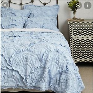 {Anthropologie} Rivulets Sky Full Quilt + 2 Euros